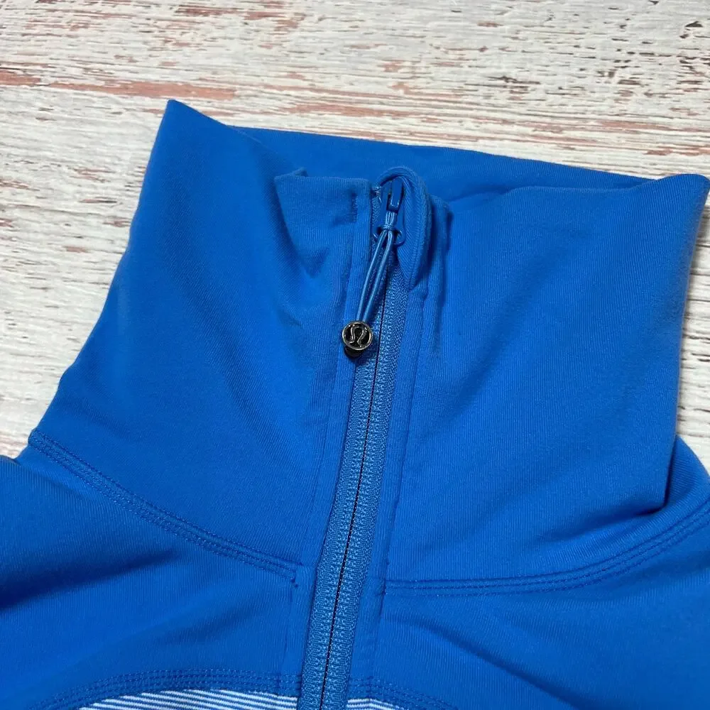 Lululemon In Stride Athletic Jacket Size 4 Blue Full Zip Workout Top Athletic